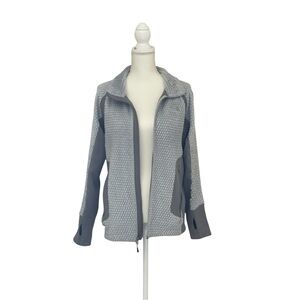 “The North Face” Gray Utility Jacket with Two-Tone Design and Full-Length Zipper